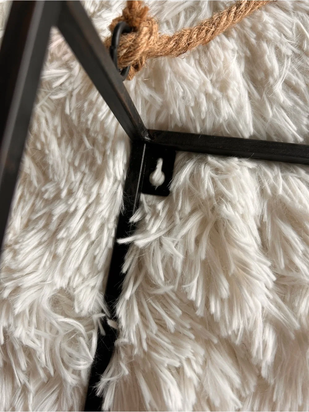 Black Metal Hanging Display Shelf with Rope Size 16 x 12”